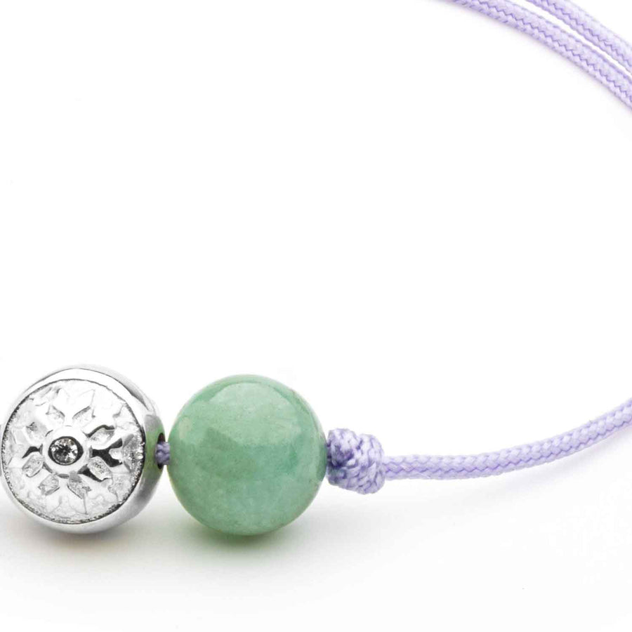 Dulgero Orb Bracelet: Handcrafted Emerald Gemstone bead  & Silver Logo Bead