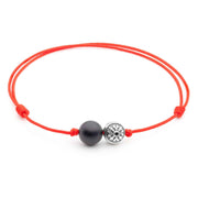 Dulgero Orb Bracelet: Handcrafted Black Matte Onyx Gemstone and Silver Logo Bead