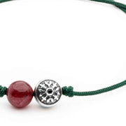 Dulgero Orb Bracelet: Handcrafted Ruby Gemstone and Silver Logo Bead