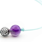 Dulgero Orb Bracelet: Handcrafted Amethyst Gemstone and Silver Logo Bead