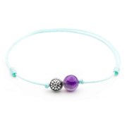 Dulgero Orb Bracelet: Handcrafted Amethyst Gemstone and Silver Logo Bead