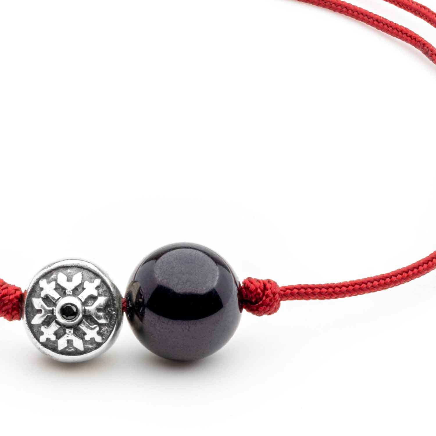 Dulgero Orb Bracelet: Handcrafted Black Tourmaline Gemstone and Silver Logo Bead