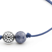 Dulgero Orb Bracelet: Handcrafted Dark Blue Sapphire Gemstone and Silver Logo Bead