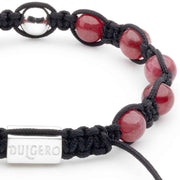 Premium Handmade Bracelet with Ruby Beads and Four Silver Elements