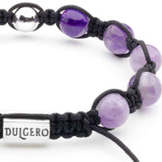 Handmade Shamballa Bracelet with Amethyst, Black Tourmaline, Dual Silver Elements