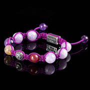 Handmade Braided Shamballa Bracelet with Amethyst, Ruby, and Silver Elements