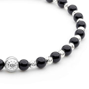 Premium Beaded Bracelet with Silver Elements and Black Onyx