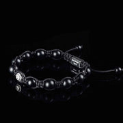 Handmade Black Onyx Bracelet with Dual Silver Elements