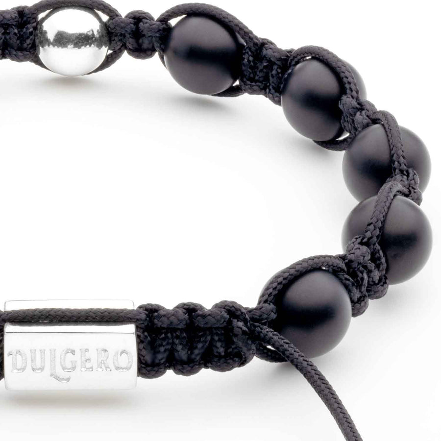 Handmade Black Onyx Bracelet with Dual Silver Elements