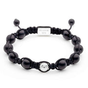 Handmade Black Onyx Bracelet with Dual Silver Elements