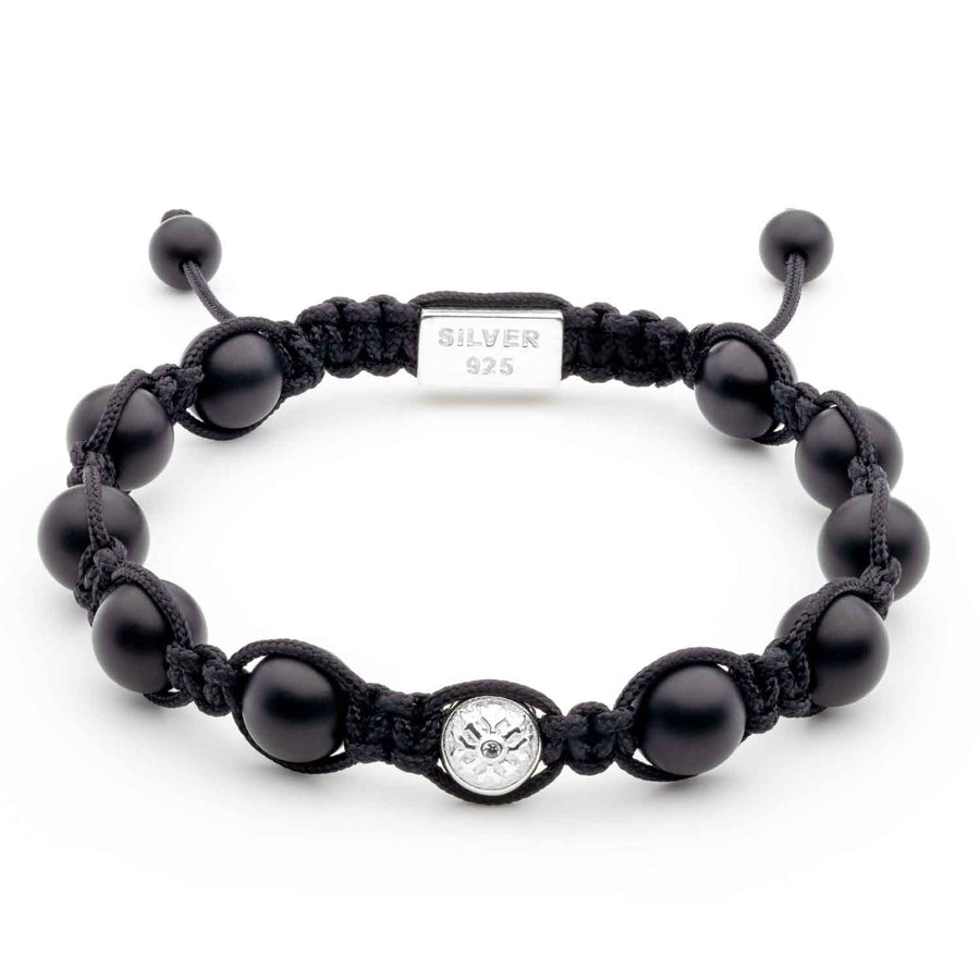 Handmade Black Onyx Bracelet with Dual Silver Elements