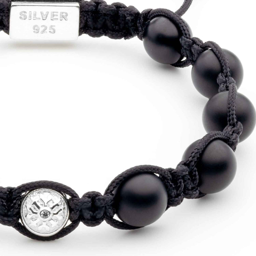 Handmade Black Onyx Bracelet with Dual Silver Elements