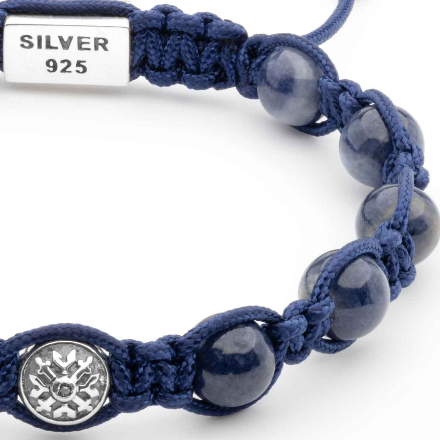 Handmade Bracelet with Dark Blue Sapphire and Four Silver Elements