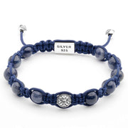 Handmade Bracelet with Dark Blue Sapphire and Four Silver Elements