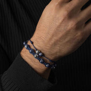 Handmade Bracelet with Dark Blue Sapphire and Four Silver Elements