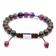 Handmade Beaded Bracelet with Bronzite, Faceted Ruby, and Silver Elements