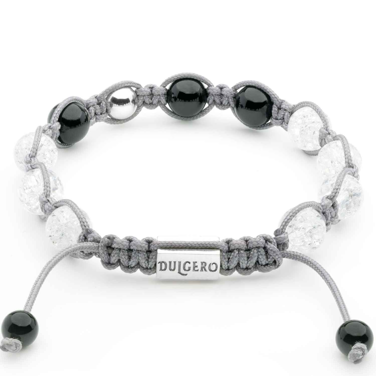 Handmade Bracelet with Cracked Crystal, Black Tourmaline and Dual Silver Elements