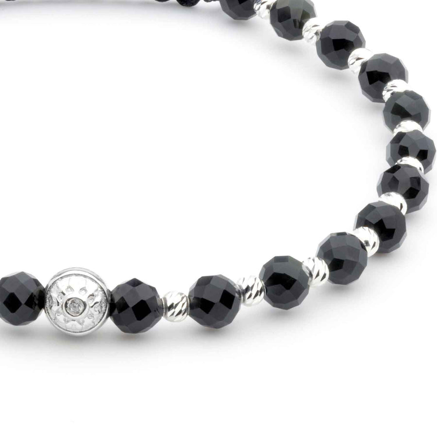 Elegant Faceted Onyx Bracelet with Silver Elements