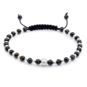 Elegant Faceted Onyx Bracelet with Silver Elements