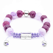 Handmade Beaded Bracelet with Faceted Ruby, Amethyst, and Silver Elements