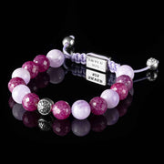 Handmade Beaded Bracelet with Faceted Ruby, Amethyst, and Silver Elements