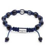 Premium Shamballa Braided Bracelet with Sapphire, Onyx and Dual Silver Elements