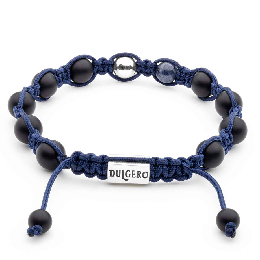 Premium Shamballa Braided Bracelet with Sapphire, Onyx and Dual Silver Elements