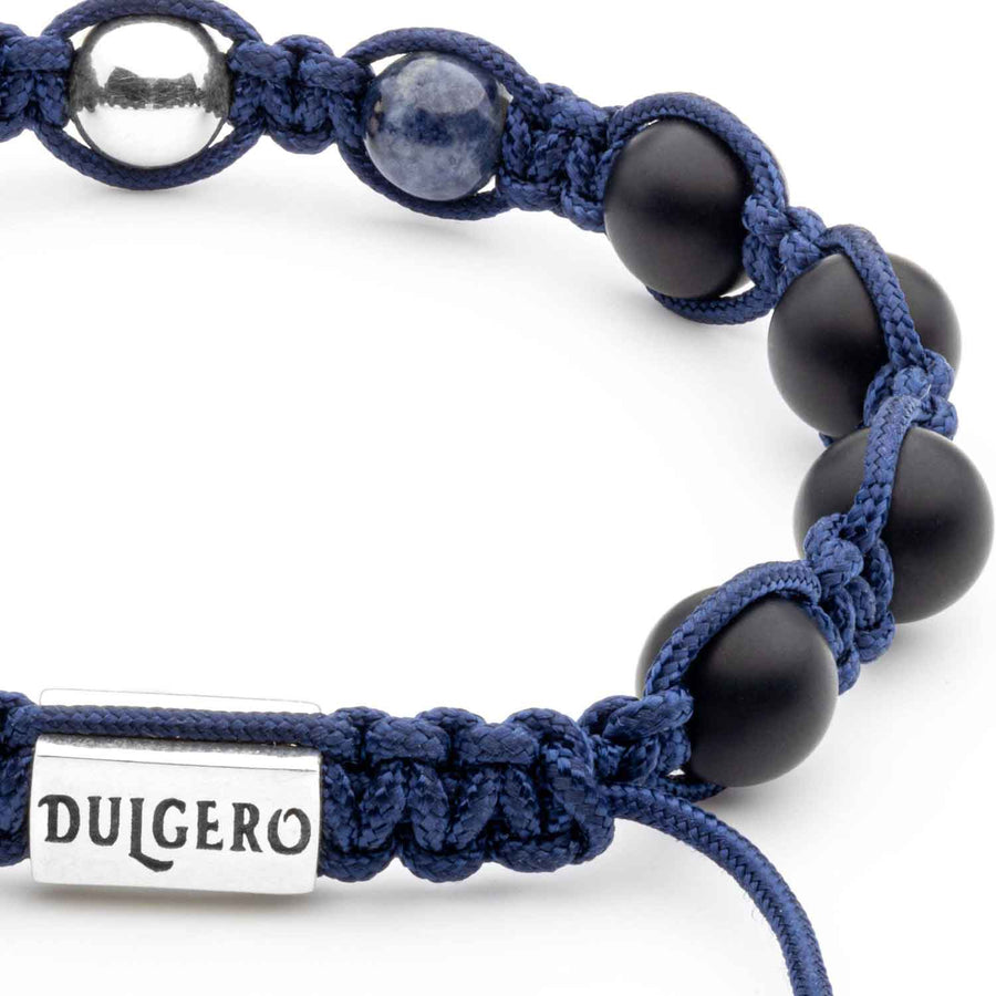 Premium Shamballa Braided Bracelet with Sapphire, Onyx and Dual Silver Elements