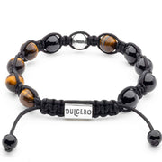 Sophisticated Braided Shamballa Bracelet with Tiger Eye, Black Tourmaline, and Dual Silver Elements