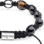 Sophisticated Braided Shamballa Bracelet with Tiger Eye, Black Tourmaline, and Dual Silver Elements