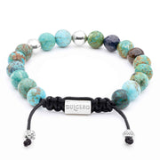 Handmade Beaded Bracelet with Turquoise, Faceted Blue Sapphire, and Silver Elements