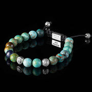 Handmade Beaded Bracelet with Turquoise, Faceted Blue Sapphire, and Silver Elements