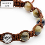 Exclusive Handmade Bracelet with Yellow Blue Sapphire and Four Silver Elements